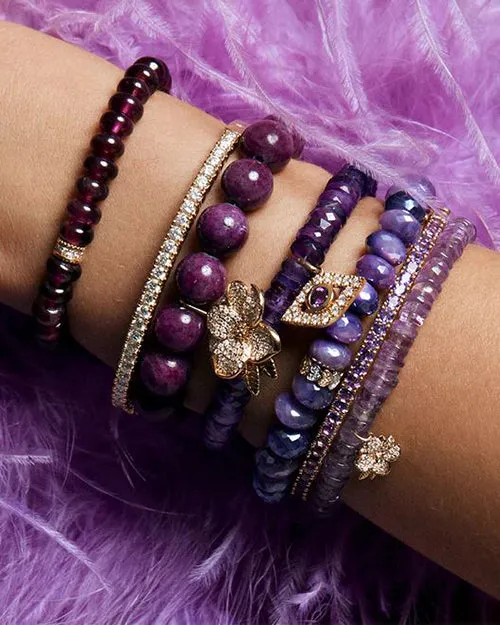 SYDNEY EVAN | Magnolia Stone Bracelet | Amethyst Heishi, Gold & Diamond