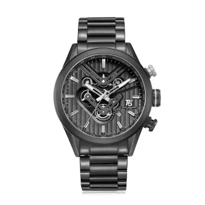 T5 Black Stainless Steel Black Dial Chronograph Quartz Watch for Gents - H3628G-D