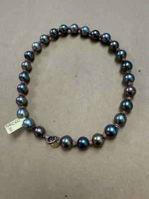 Tahitians Pearls on Colorful Thread w/ Diamond Clasp Choker | 16''
