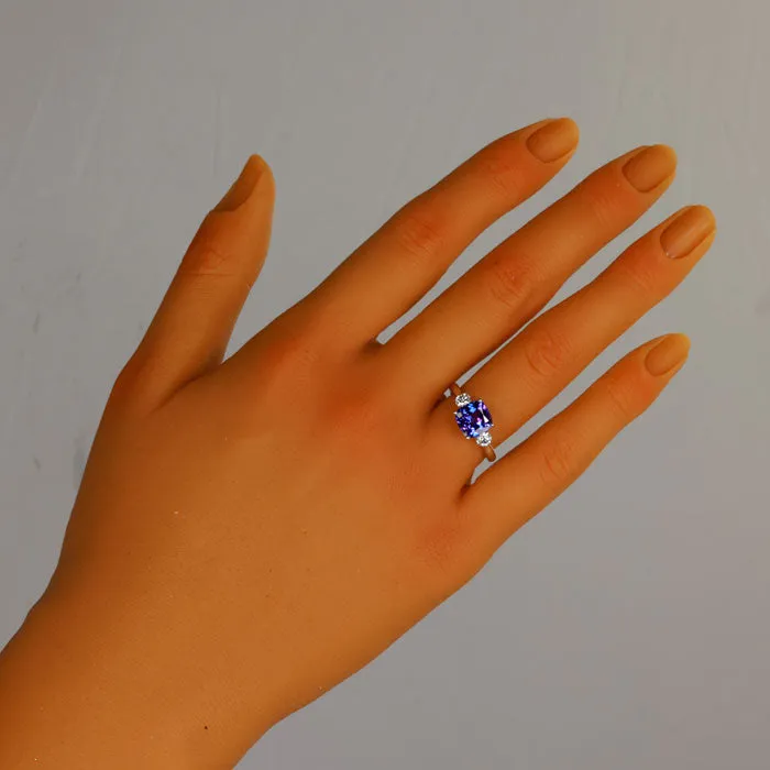 Tanzanite Square Cushion Ring With Fine Diamonds