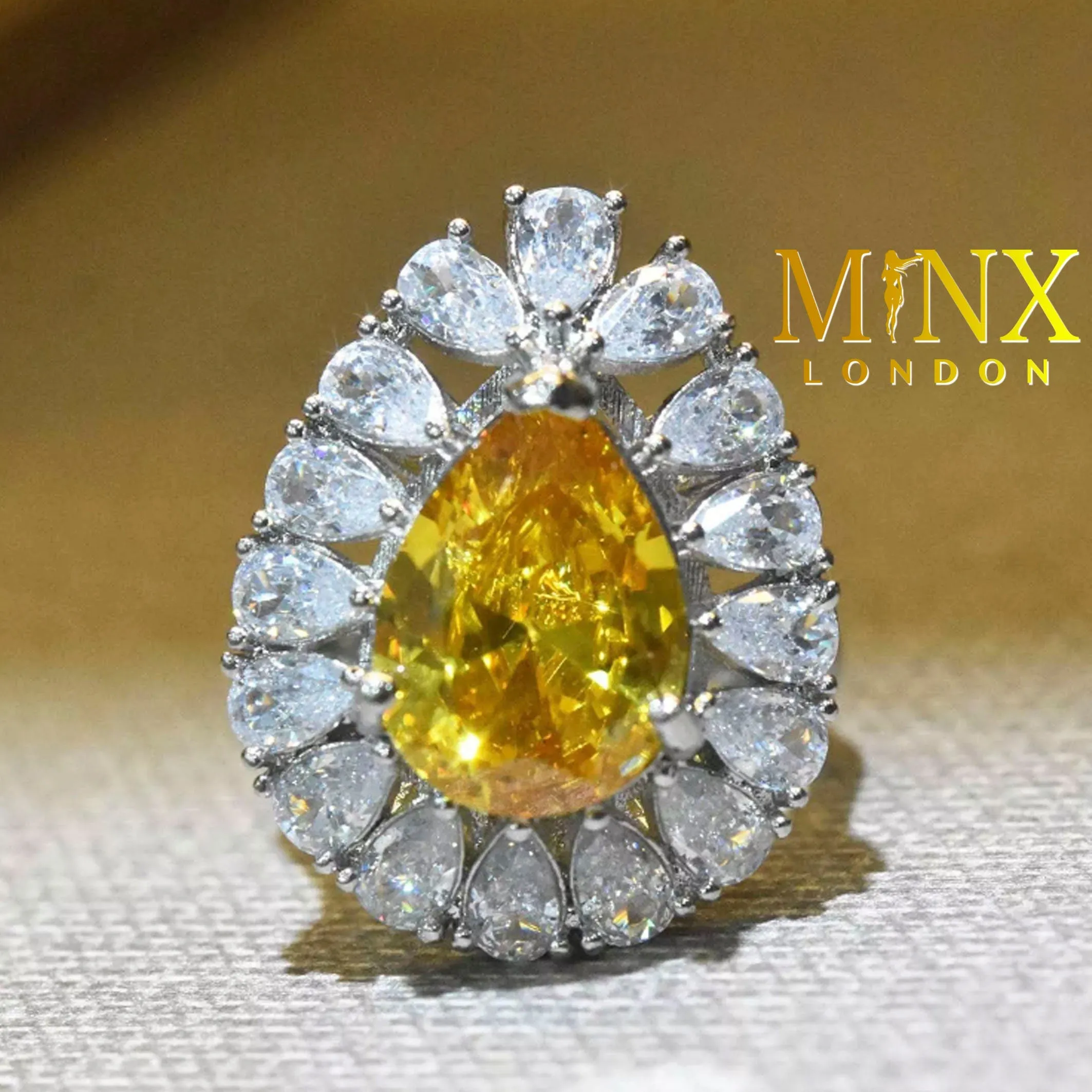 Teardrop Ring | Yellow Diamond Ring | Yellow Diamond Engagement Ring | Pear Shape Ring | Pear Engagement Ring | Womens Wedding Ring