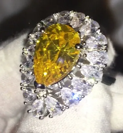 Teardrop Ring | Yellow Diamond Ring | Yellow Diamond Engagement Ring | Pear Shape Ring | Pear Engagement Ring | Womens Wedding Ring