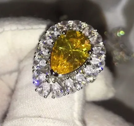 Teardrop Ring | Yellow Diamond Ring | Yellow Diamond Engagement Ring | Pear Shape Ring | Pear Engagement Ring | Womens Wedding Ring