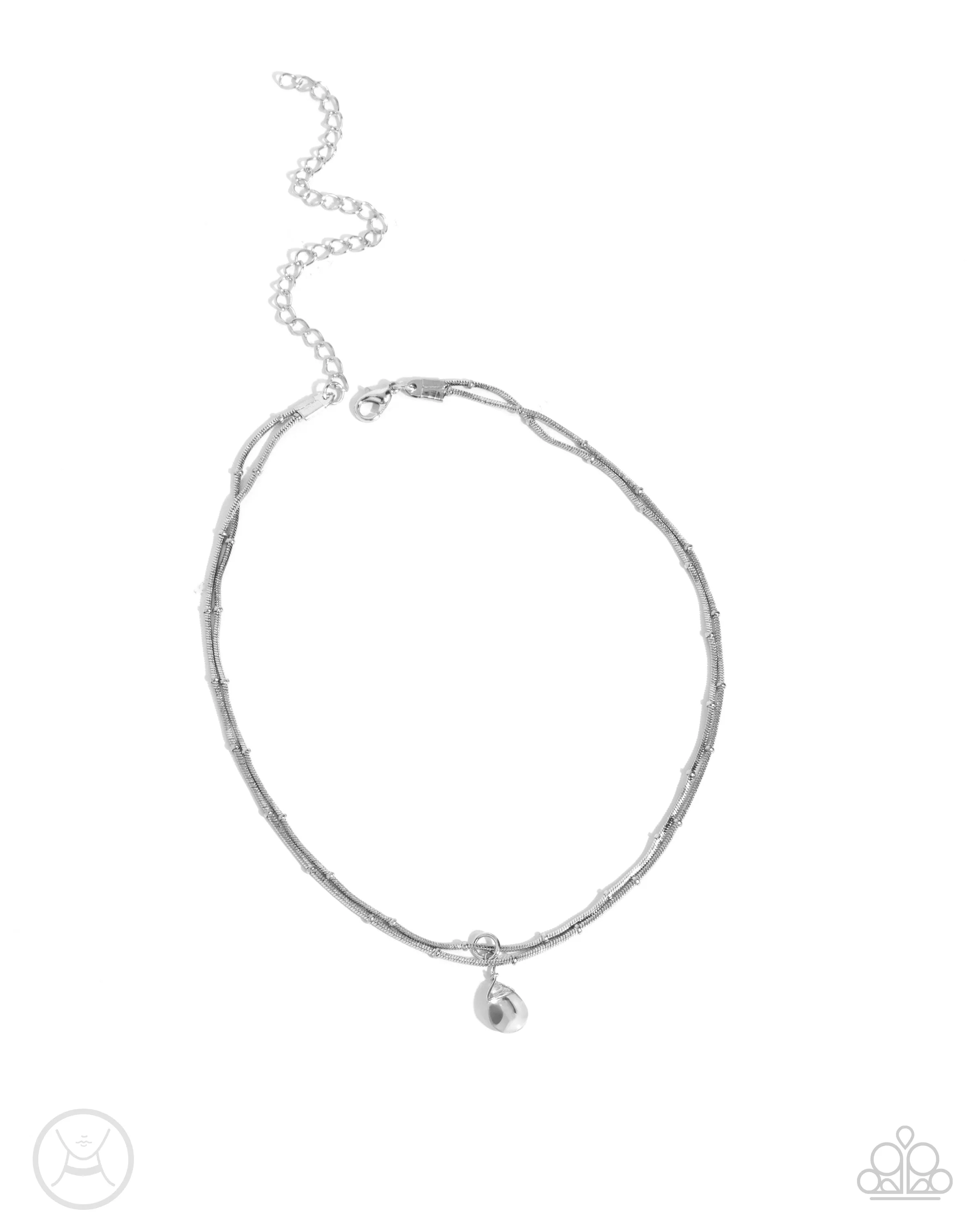 Teeming Teardrop - Silver - Transparent Bead Tiered Paparazzi Choker Necklace