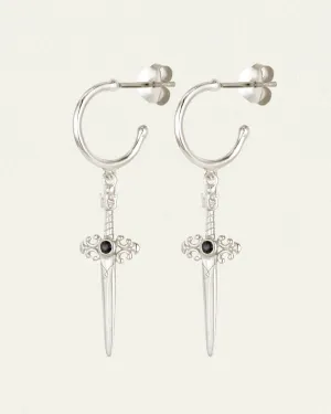 TEMPLE OF THE SUN: THEMIS EARRINGS - BLUE SAPPHIRE - SILVER