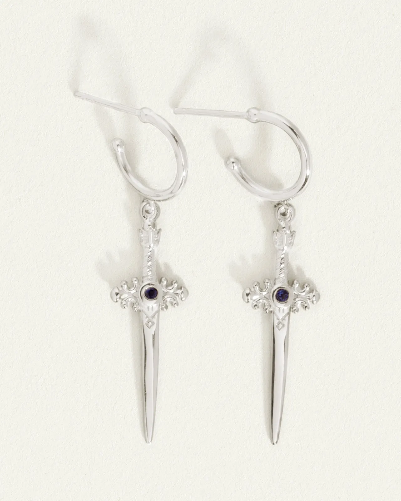 TEMPLE OF THE SUN: THEMIS EARRINGS - BLUE SAPPHIRE - SILVER