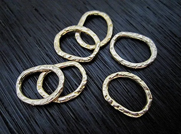 Textured, Artisan, Gold Bronze, Organic, Medium Jewelry Link (set of 6)(N)
