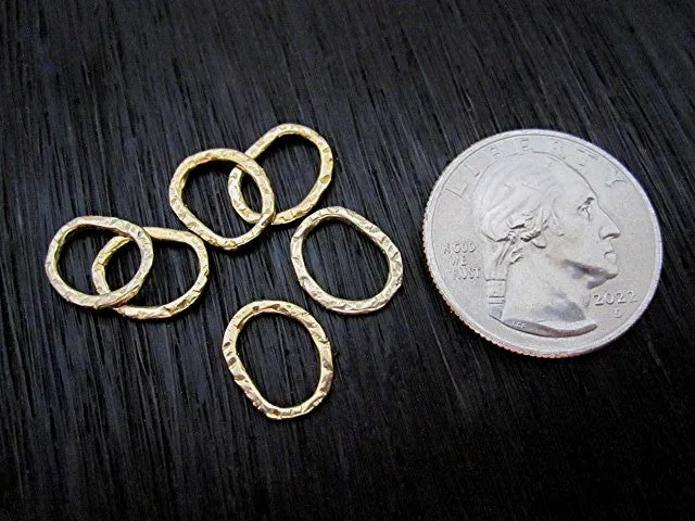 Textured, Artisan, Gold Bronze, Organic, Medium Jewelry Link (set of 6)(N)