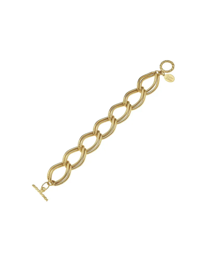 Textured Double Link Chain Bracelet