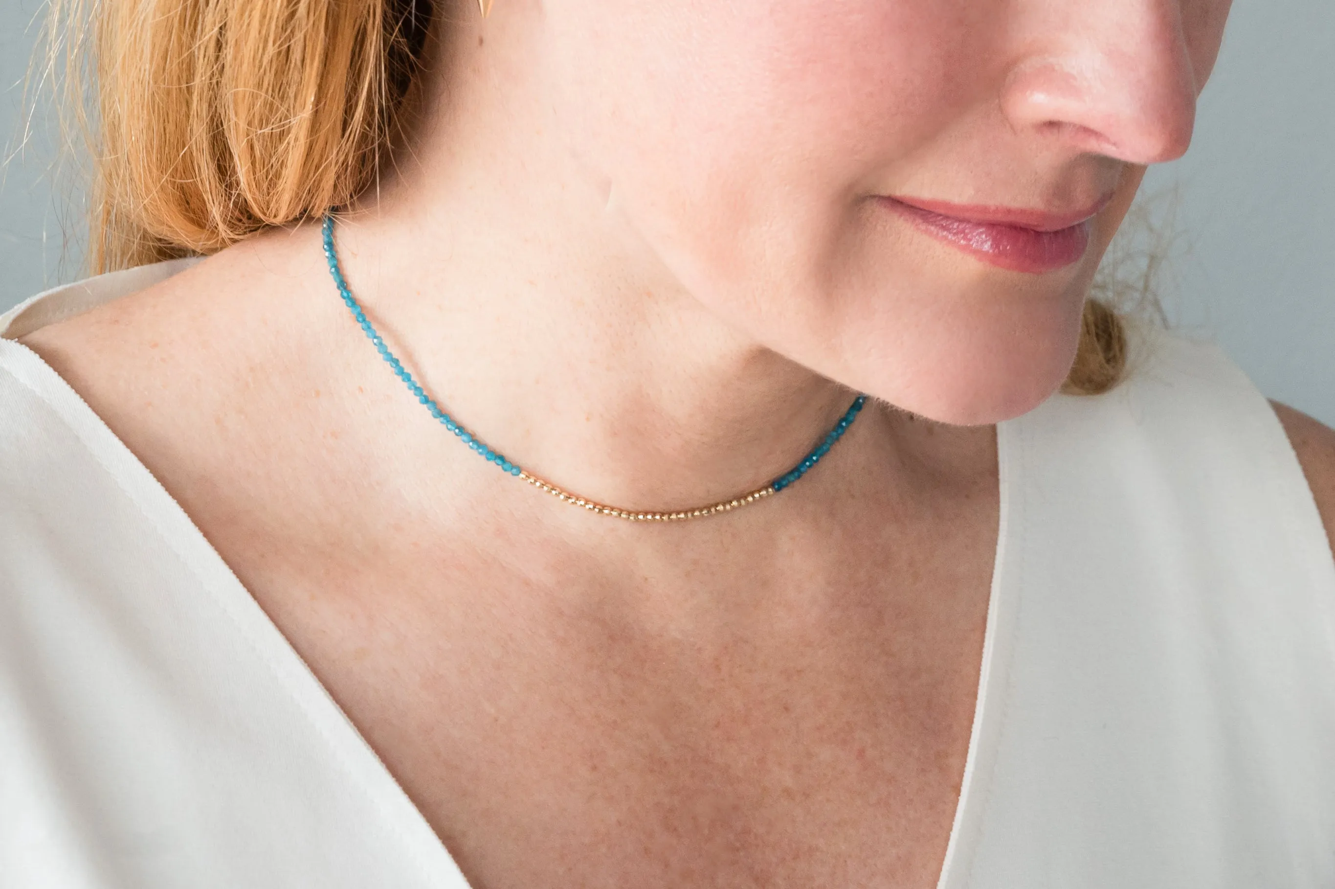 The "Glimmer Choker" with Yellow Gold and Apatite