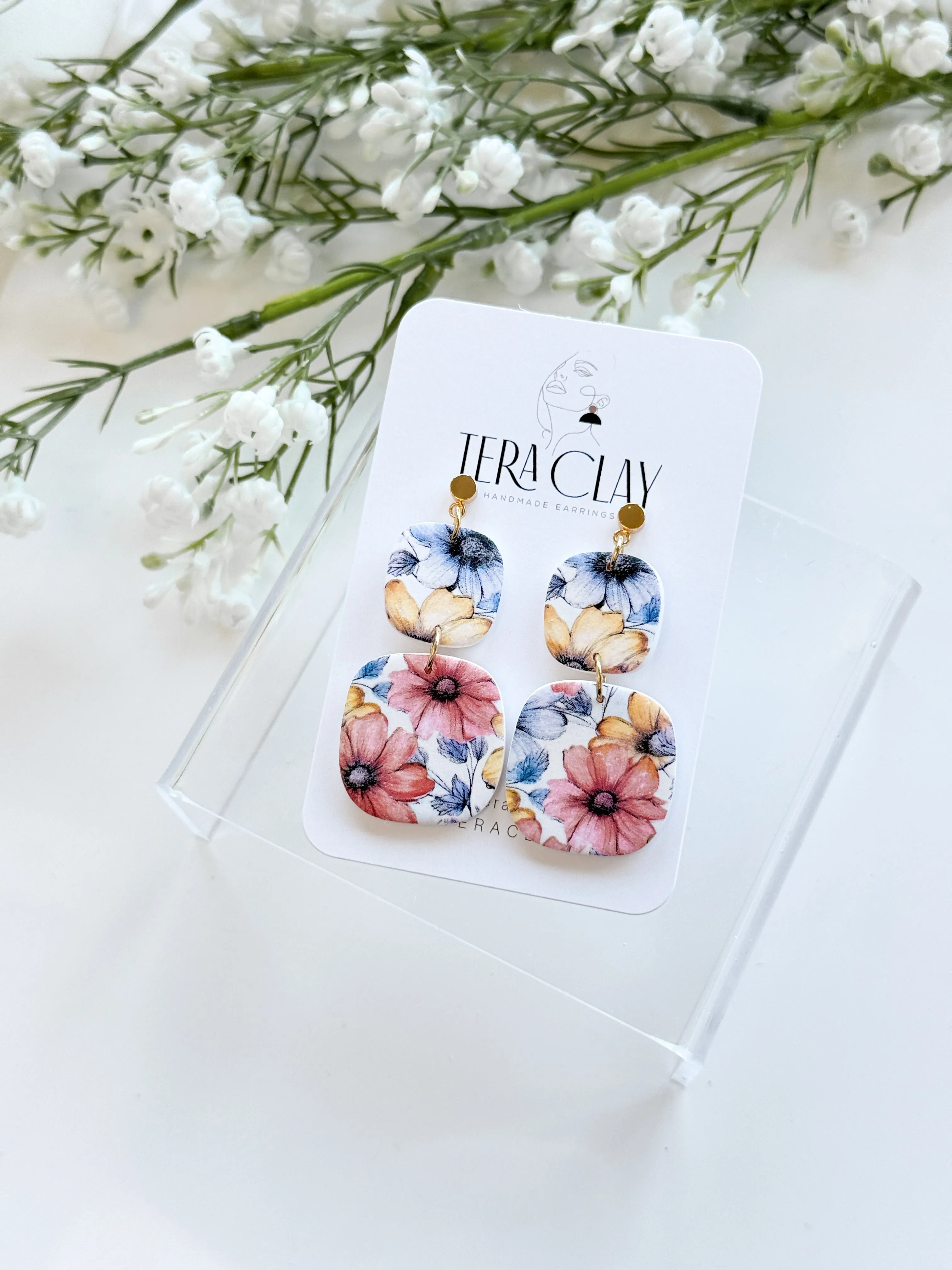 The Ruby Organic Square Dangles