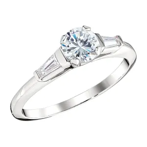 Three Stone Engagement Ring with Baguette Diamonds