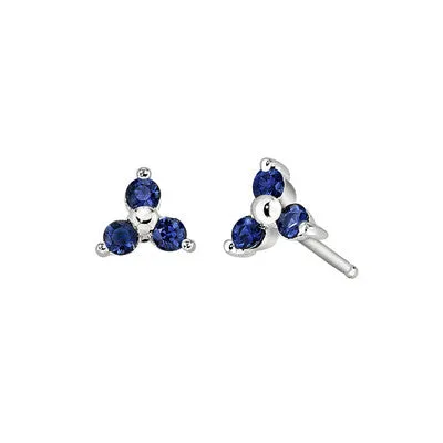 Three Stone Sapphire Earrings