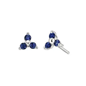 Three Stone Sapphire Earrings