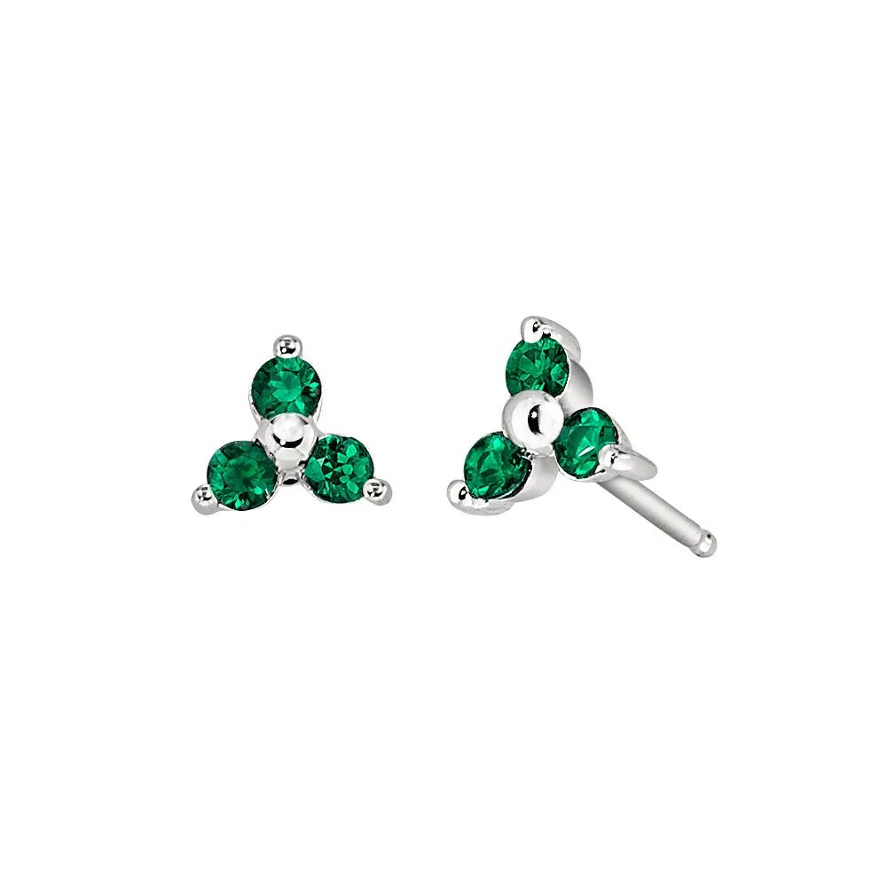 Three Stone Sapphire Earrings