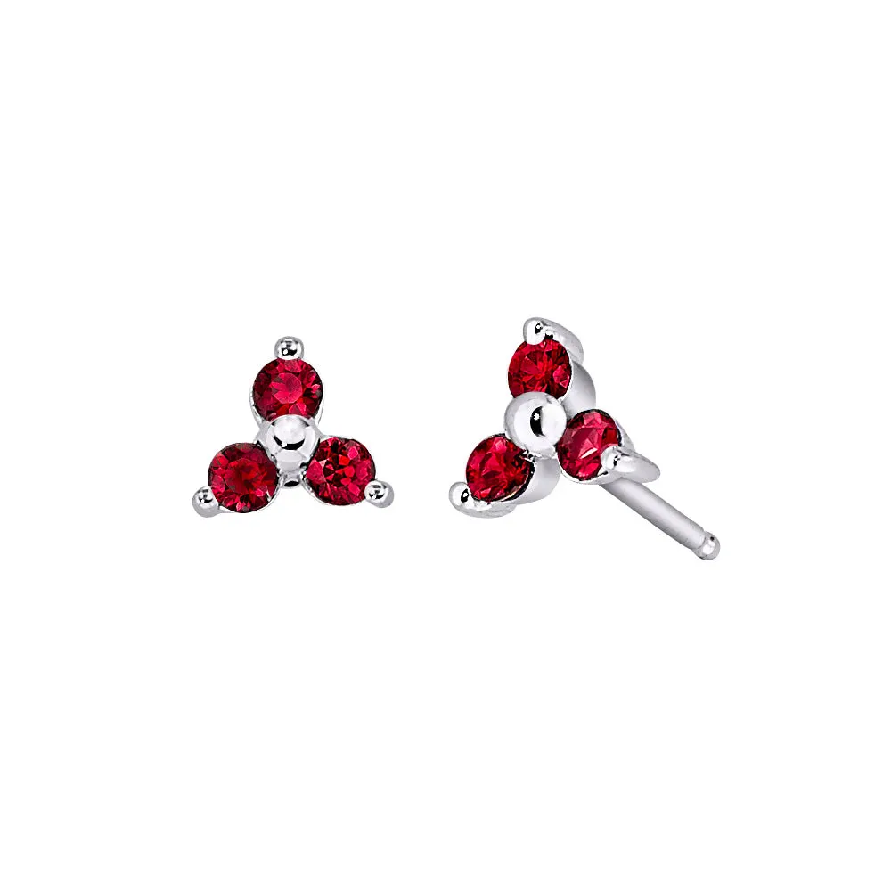 Three Stone Sapphire Earrings