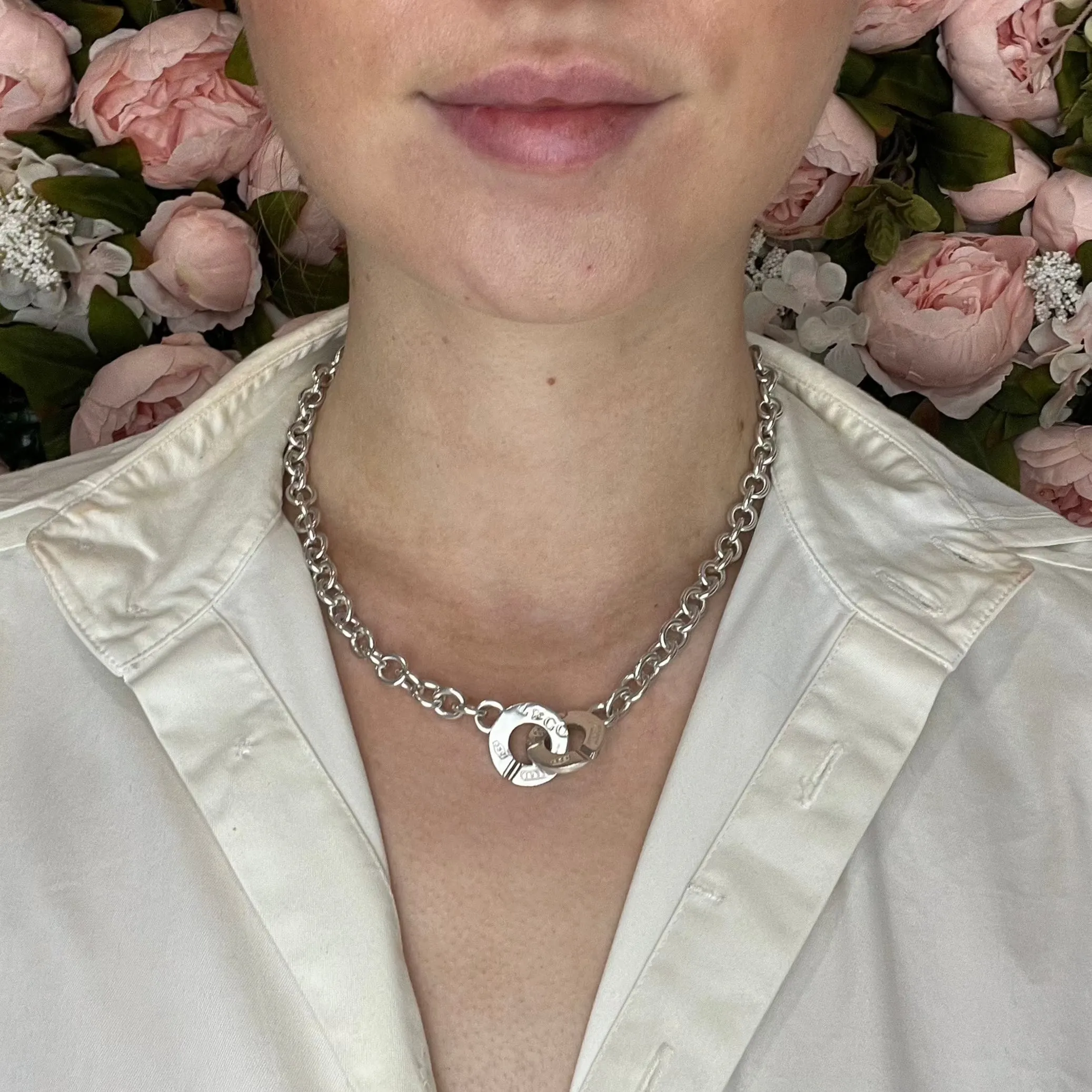 Tiffany & Co 1837 Interlocking Circles Sterling Silver Choker Necklace
