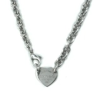Tiffany & Co Return to Tiffany Heart Tag Chain Link Sterling Silver Choker Necklace - 15.25"