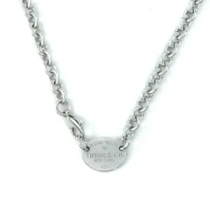 Tiffany & Co Return To Tiffany Sterling Silver Oval Tag Choker Necklace - 14"