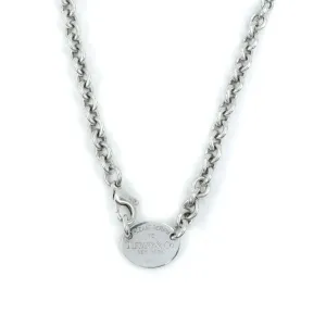 Tiffany & Co Return To Tiffany Sterling Silver Oval Tag Choker Necklace 15"