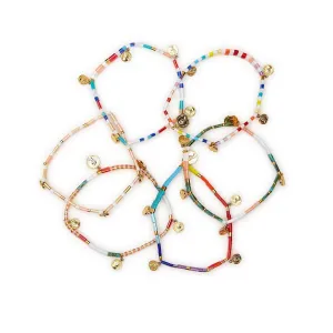 Tile Bead and Coin Charm Bracelet