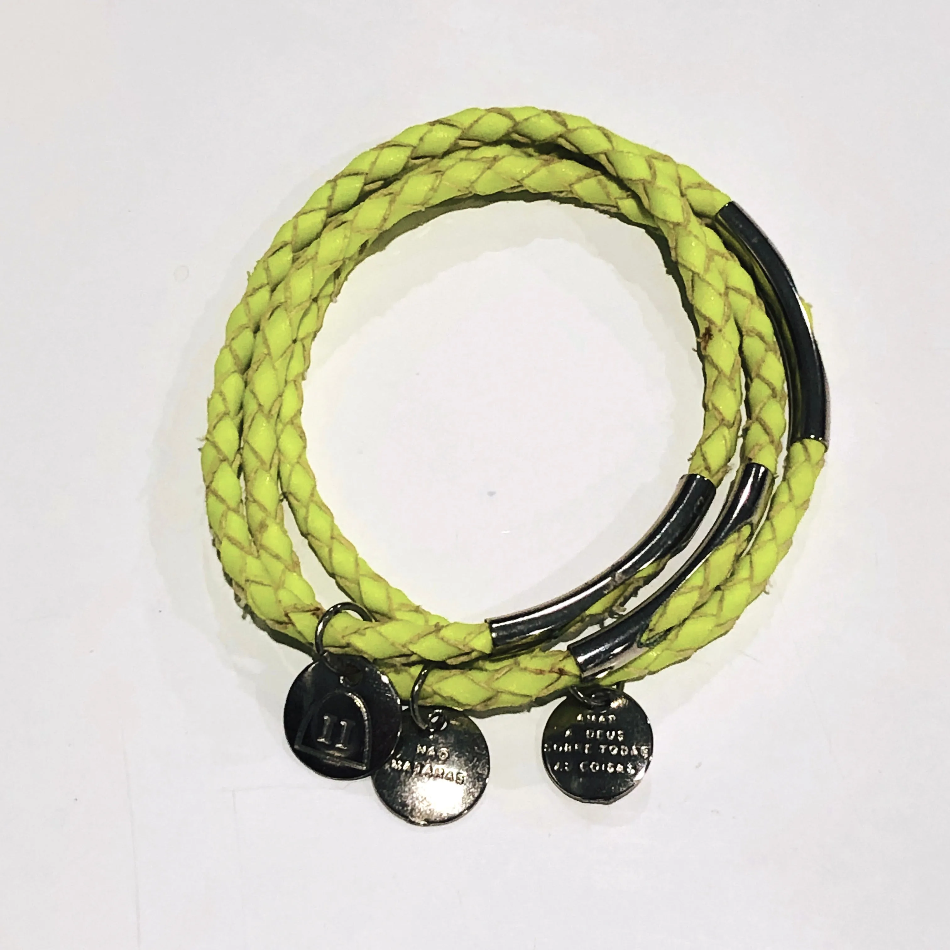 TM. 3 Piece Fluro Leather Charm Bracelet