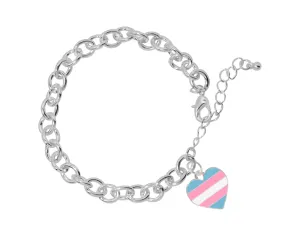 Transgender Heart Shaped Flag Chunky Charm Bracelets