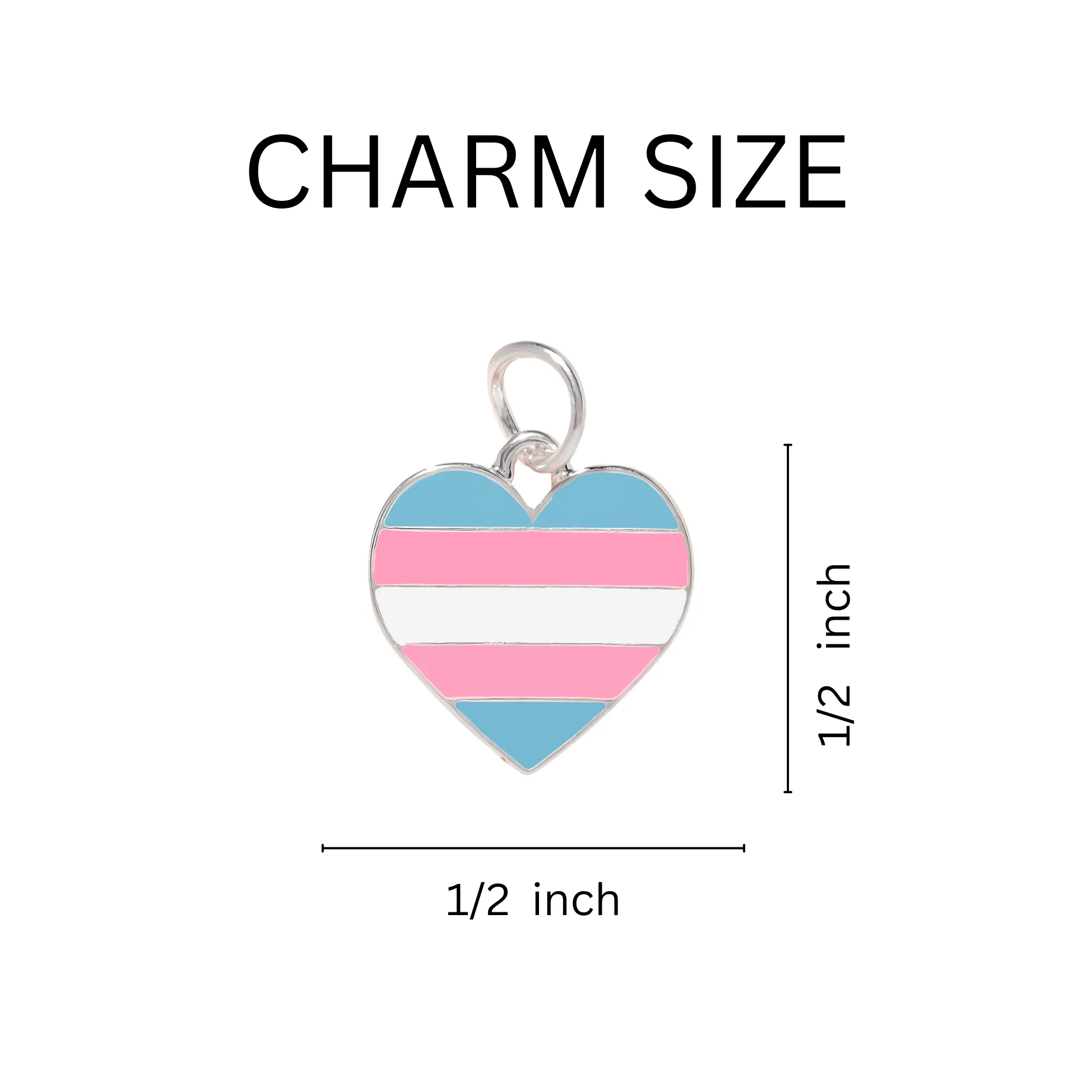Transgender Heart Shaped Flag Chunky Charm Bracelets