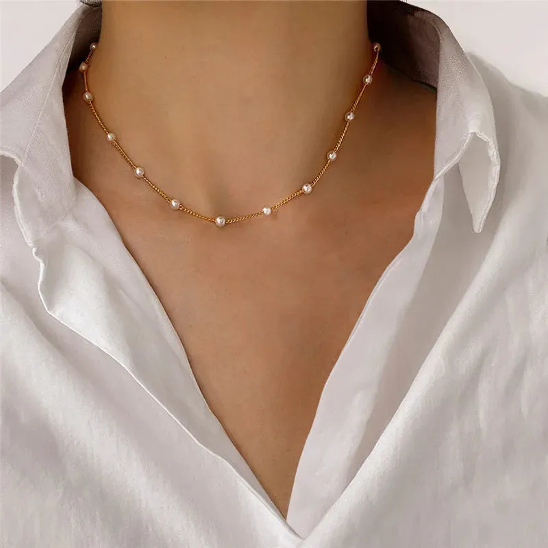 Trendy Love Heart Pearl Choker Necklace Female Personality Party Fashion Clavicle Collier Accessories Colar Perlas Collar Gift
