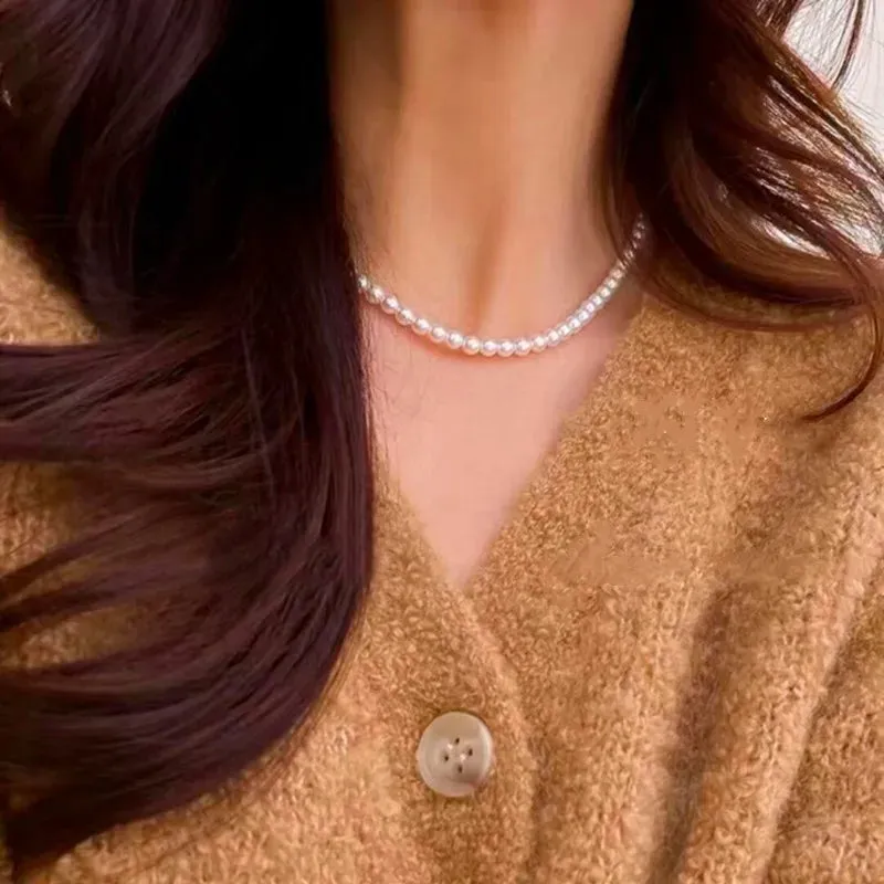 Trendy Love Heart Pearl Choker Necklace Female Personality Party Fashion Clavicle Collier Accessories Colar Perlas Collar Gift