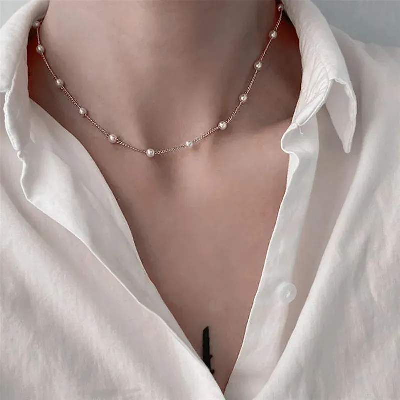 Trendy Love Heart Pearl Choker Necklace Female Personality Party Fashion Clavicle Collier Accessories Colar Perlas Collar Gift
