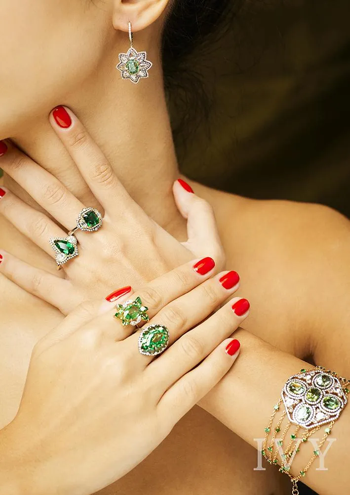 Tsavorite and Diamond Ring