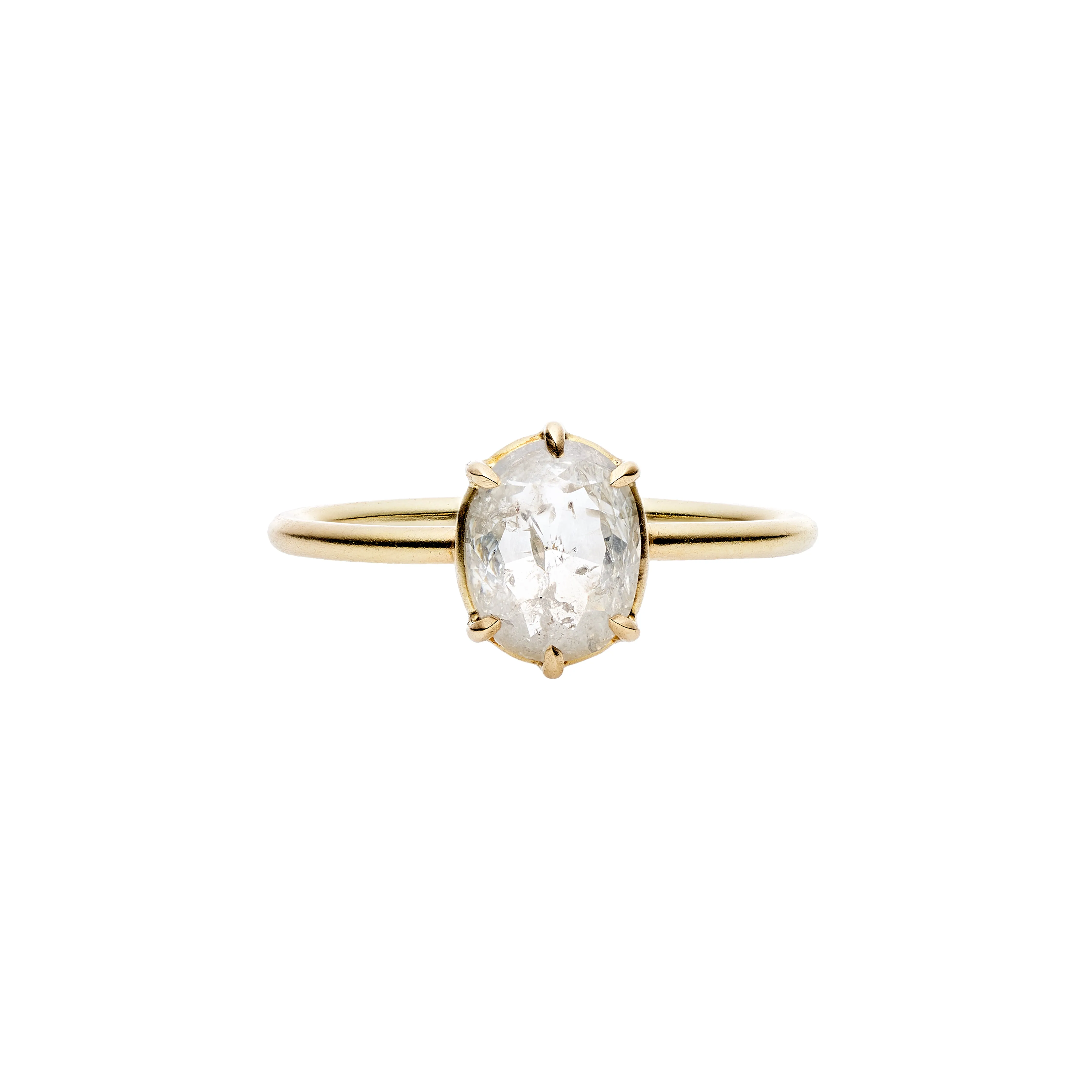 Tura Sugden 18k Rose Cut White Oval Diamond Solitaire Ring- 0.97ct