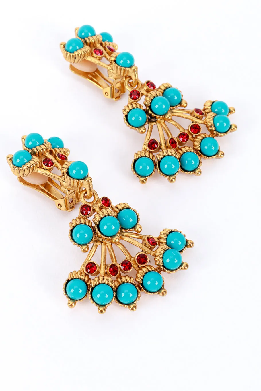 Turquoise Stone Fan Drop Earrings