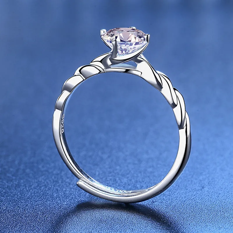 Twisted Heart Arrow Moissanite Ring