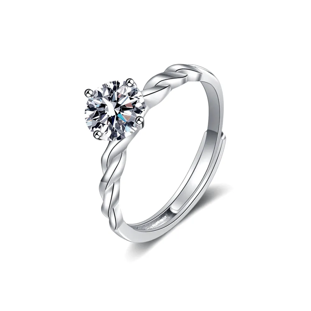 Twisted Heart Arrow Moissanite Ring