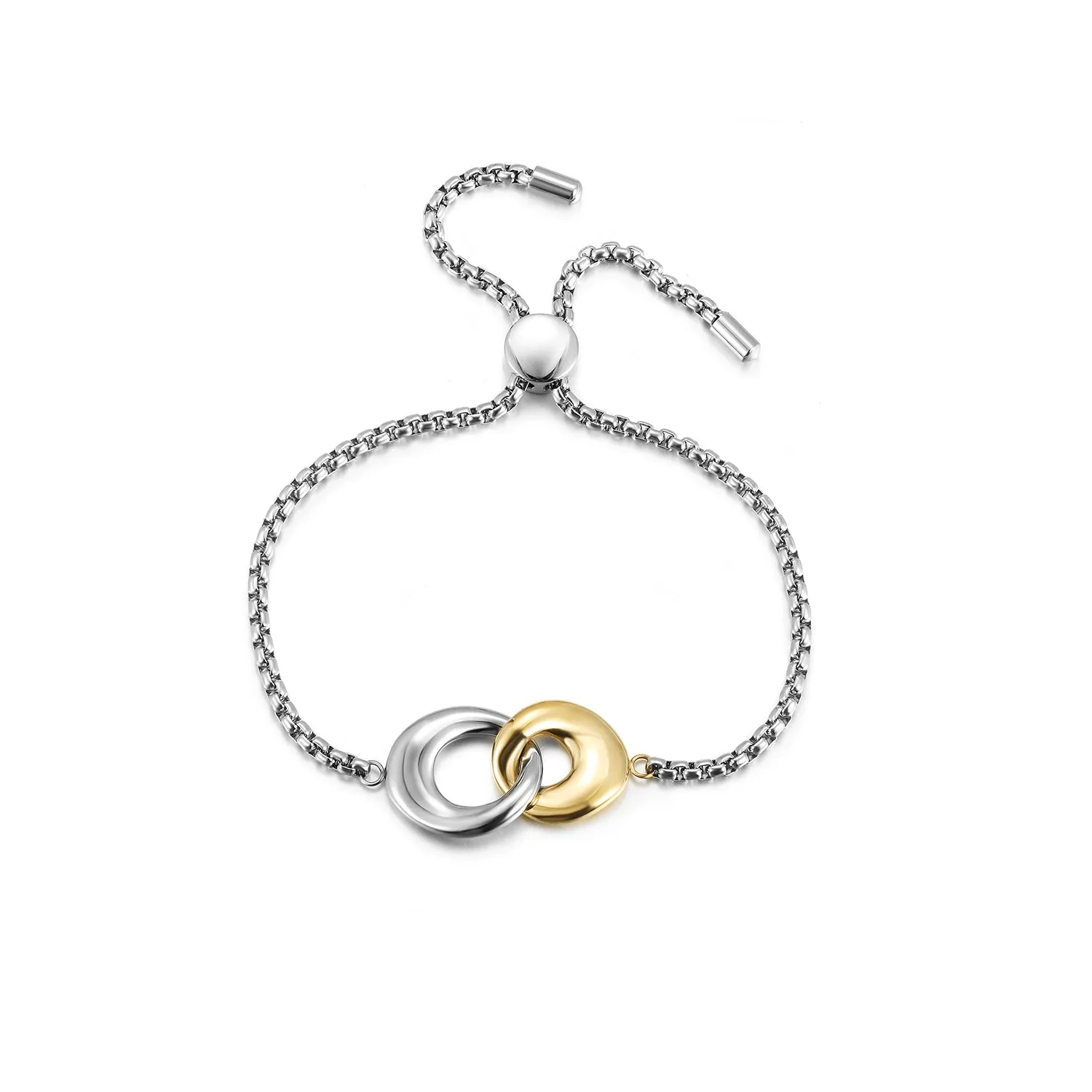 Two Tone Linked Circle Bracelet