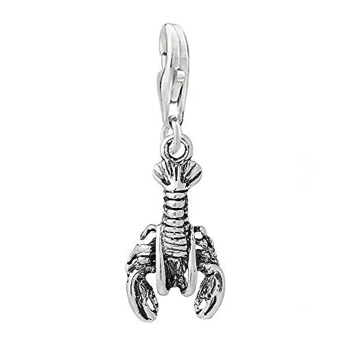 Under the Sea Lobster Clip on Pendant Charm for Bracelet or Necklace