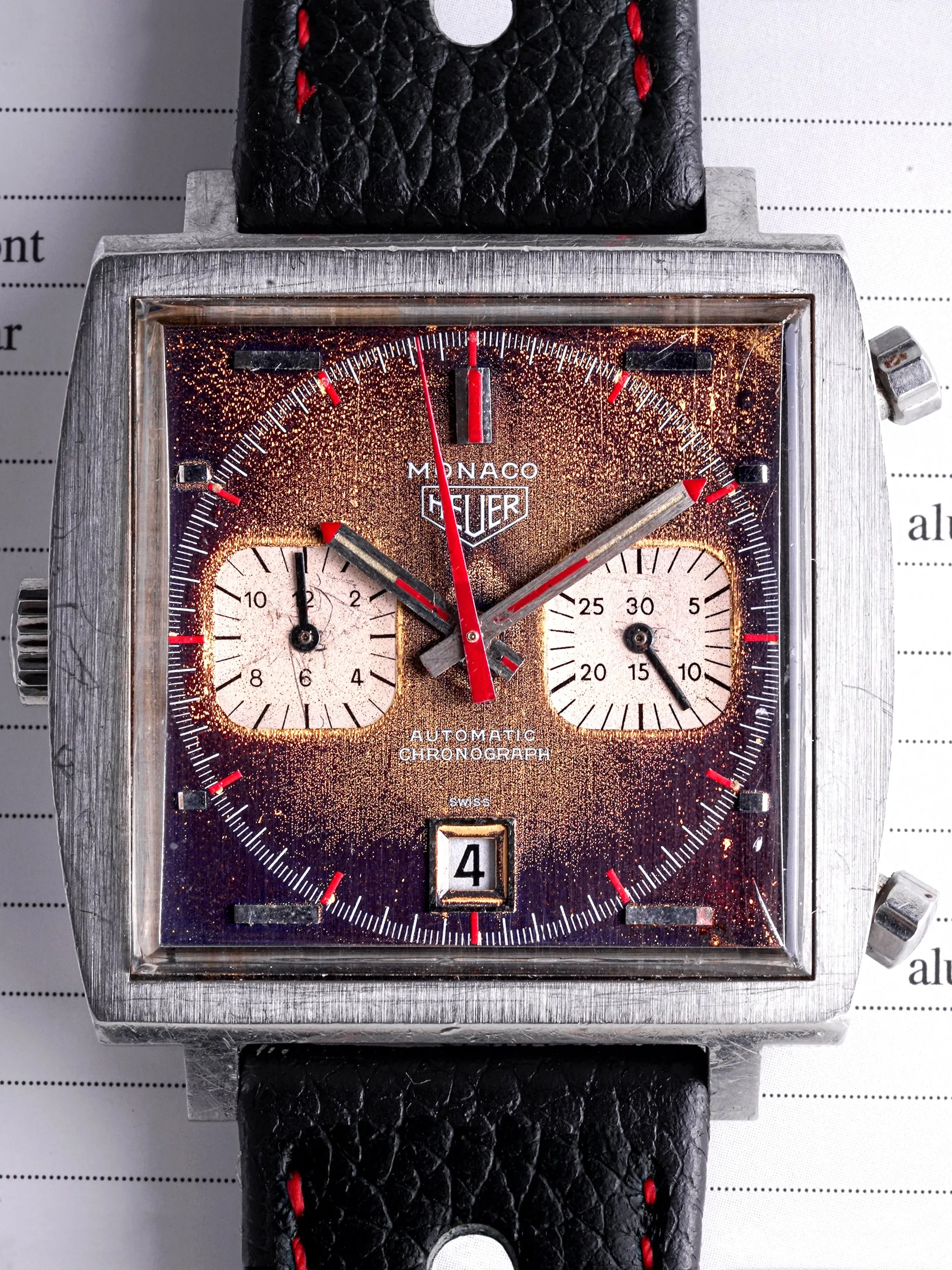 *Unpolished* Tropical 1970s Heuer Monaco (Ref. 1133B) "Steve McQueen"