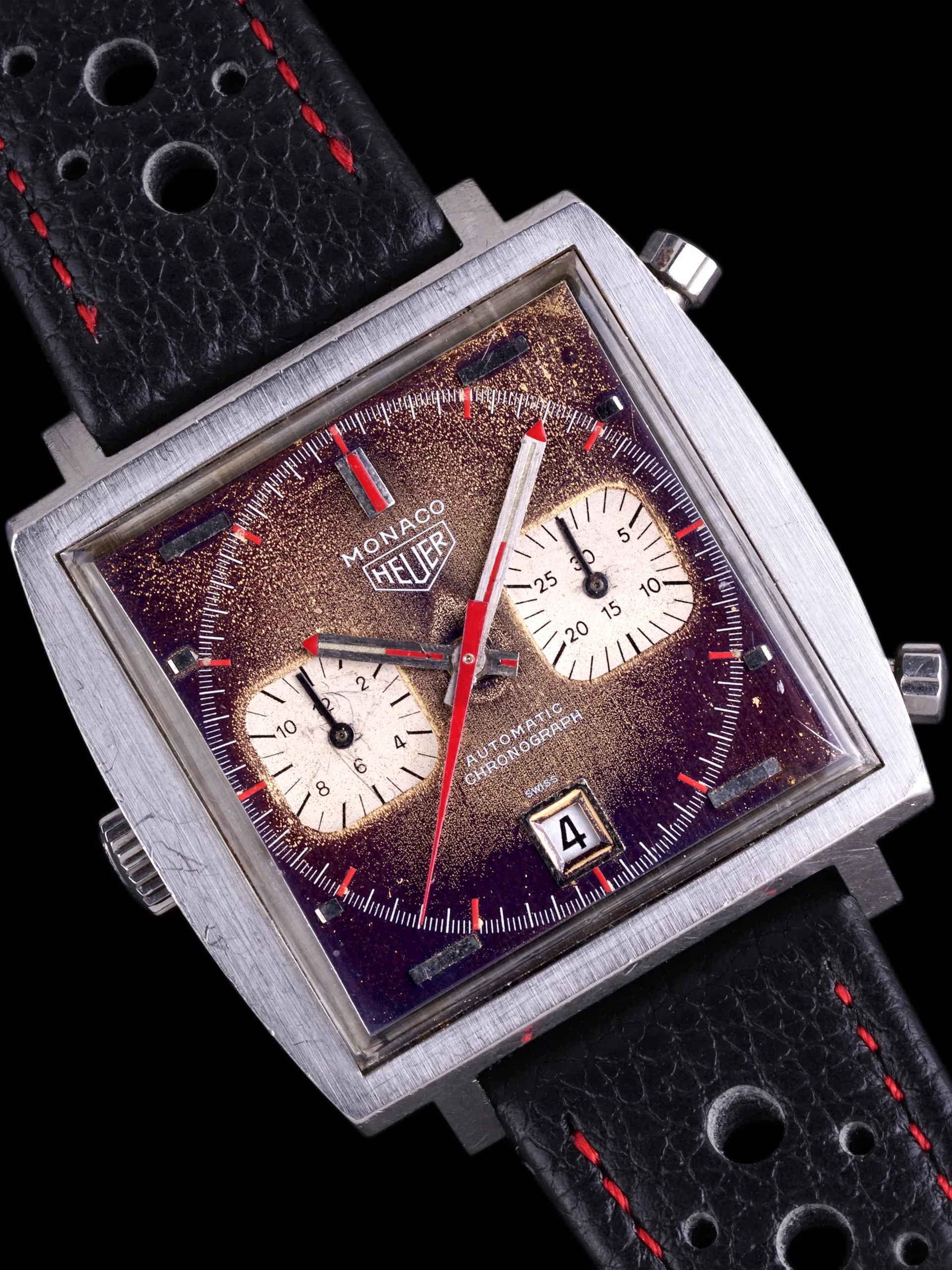 *Unpolished* Tropical 1970s Heuer Monaco (Ref. 1133B) "Steve McQueen"