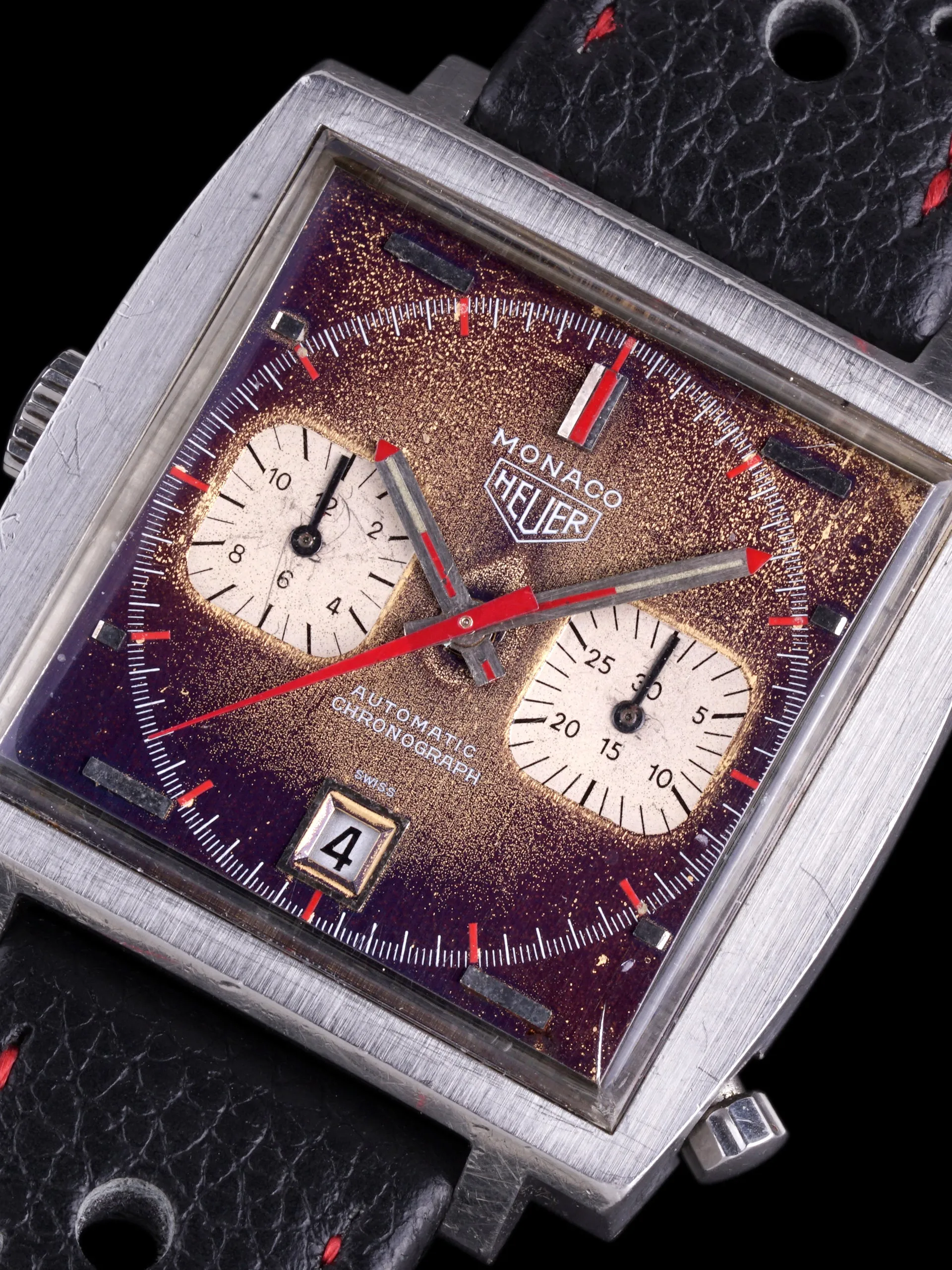*Unpolished* Tropical 1970s Heuer Monaco (Ref. 1133B) "Steve McQueen"