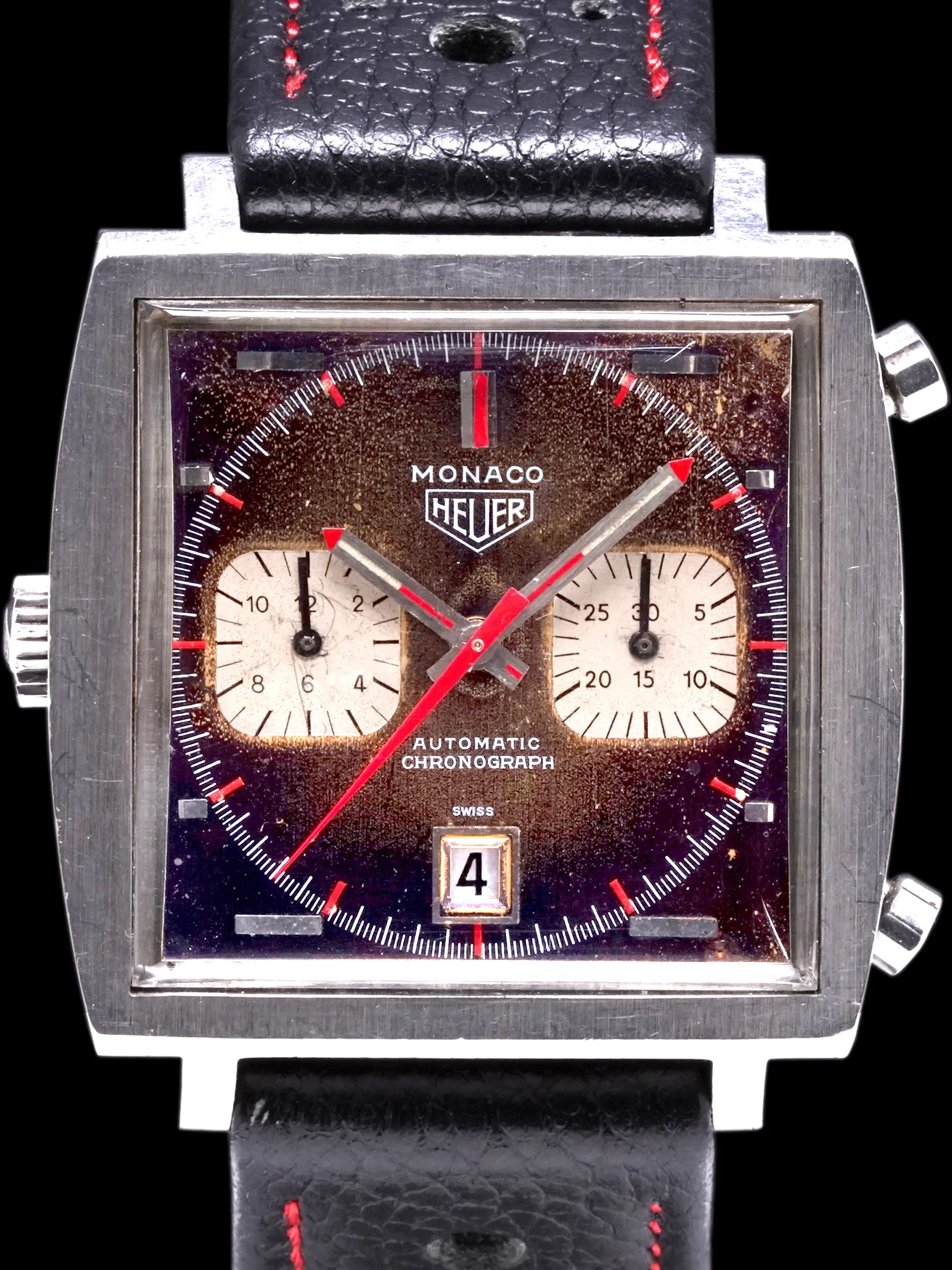 *Unpolished* Tropical 1970s Heuer Monaco (Ref. 1133B) "Steve McQueen"