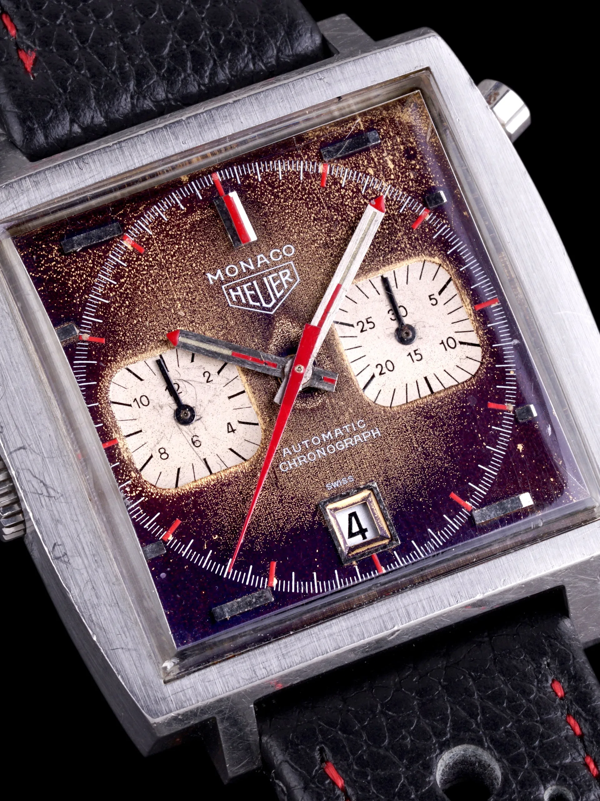 *Unpolished* Tropical 1970s Heuer Monaco (Ref. 1133B) "Steve McQueen"