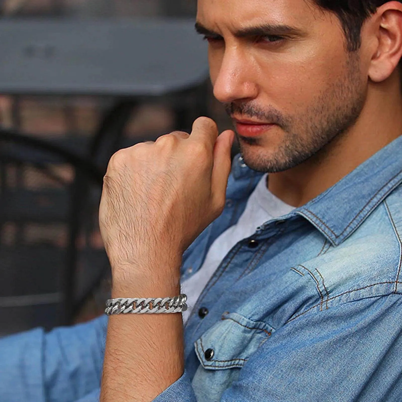 VacationGrabs Cuban Link Bracelets for Men - Stylish Set