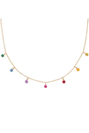 Valley Rose 14k Gold Mini Rainbow Chakra Necklace