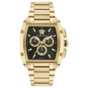 Versace Dominus Gold Stainless Steel Black Dial Chronograph Quartz Watch for Gents - VE6H00523