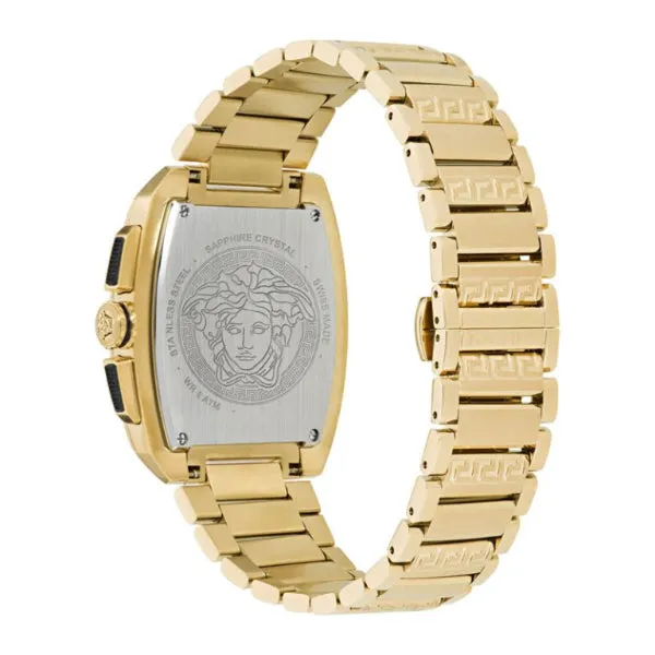 Versace Dominus Gold Stainless Steel Black Dial Chronograph Quartz Watch for Gents - VE6H00523