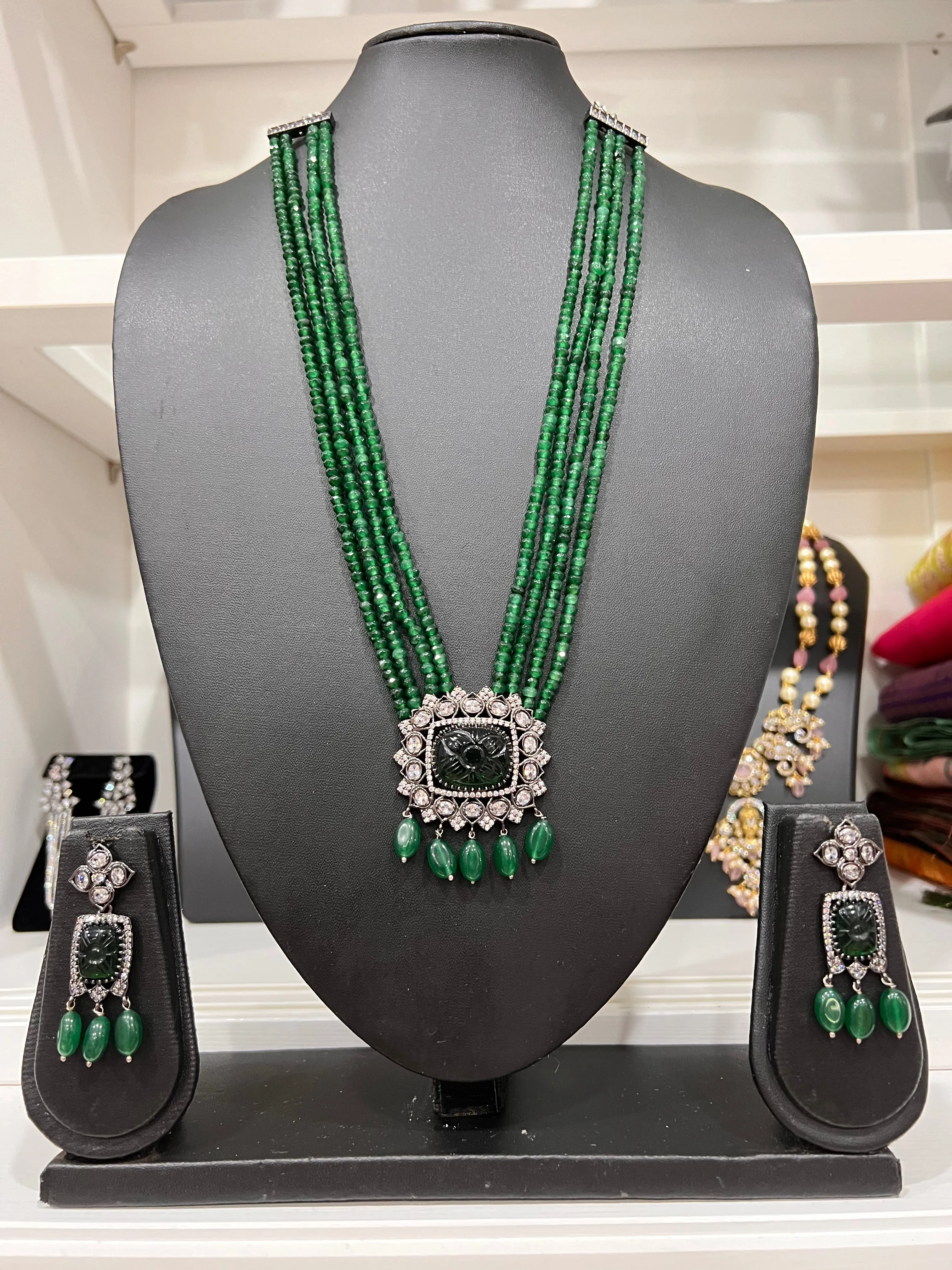 Victorian CZ Beaded Necklace Set