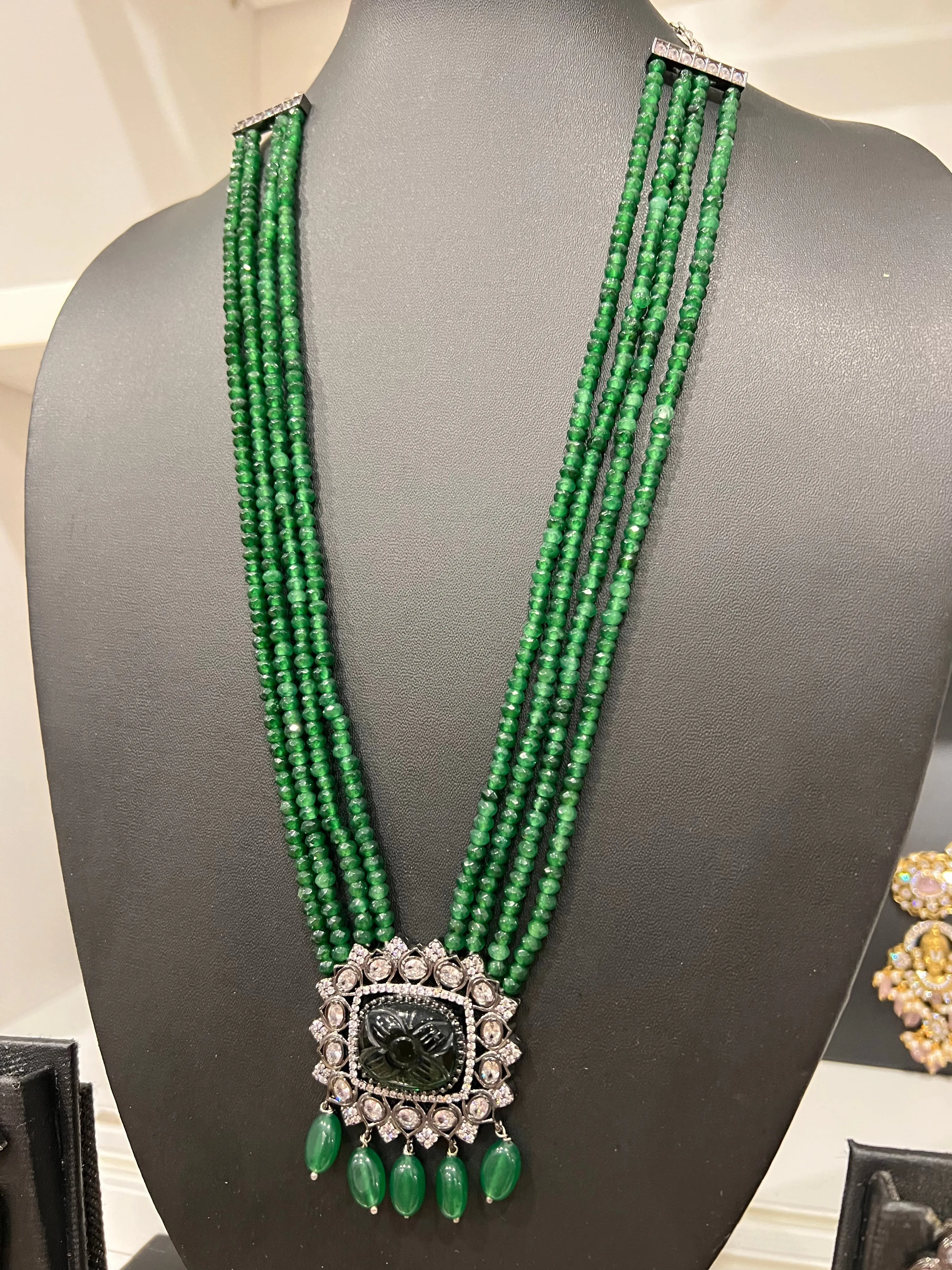 Victorian CZ Beaded Necklace Set