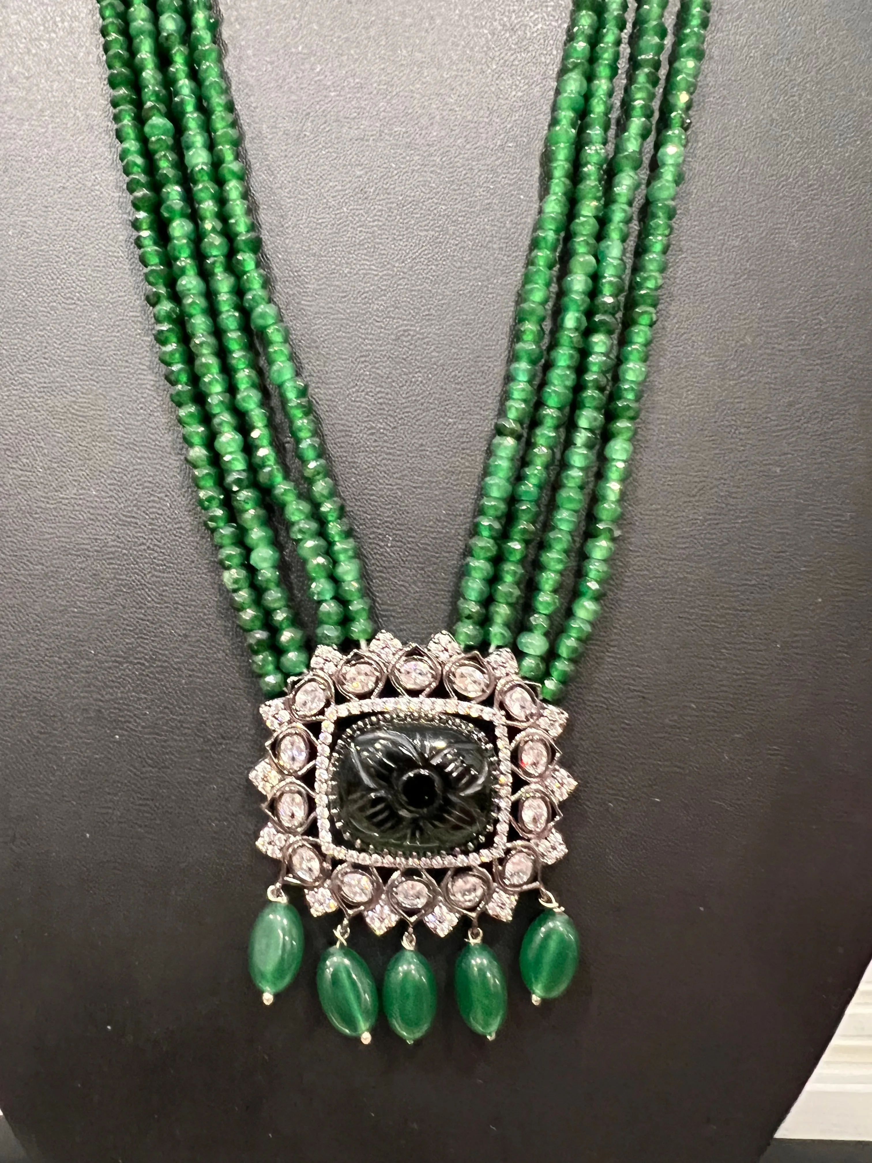 Victorian CZ Beaded Necklace Set